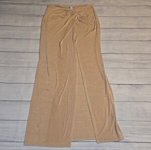 Topshop Women's Slinky Sheer Twist Front Maxi Skirt Tan Size 8 NWOT